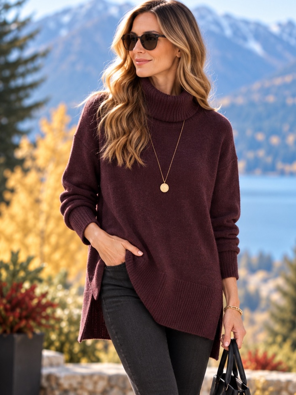Nordstrom Signature Cashmere sweater- Burgundy